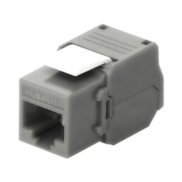 Módulo Jack Keystone Cat5e (Toolless), con Terminación en Ángulo 180 - Color Gris, Compatible con Faceplate y