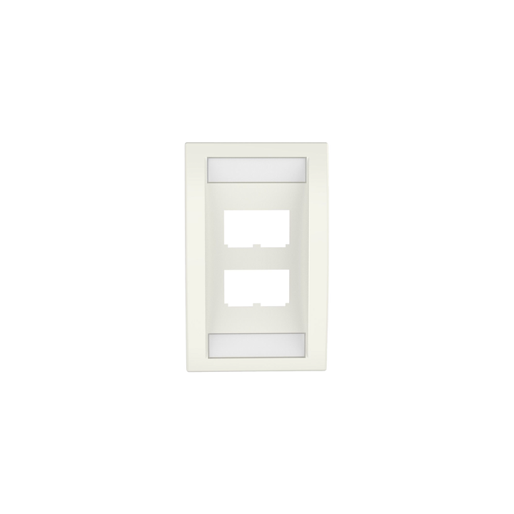 Placa de Pared Vertical Ejecutiva, Salida Para 4 Puertos Mini-Com, Con Espacios Para Etiquetas, Color Blanco Mate