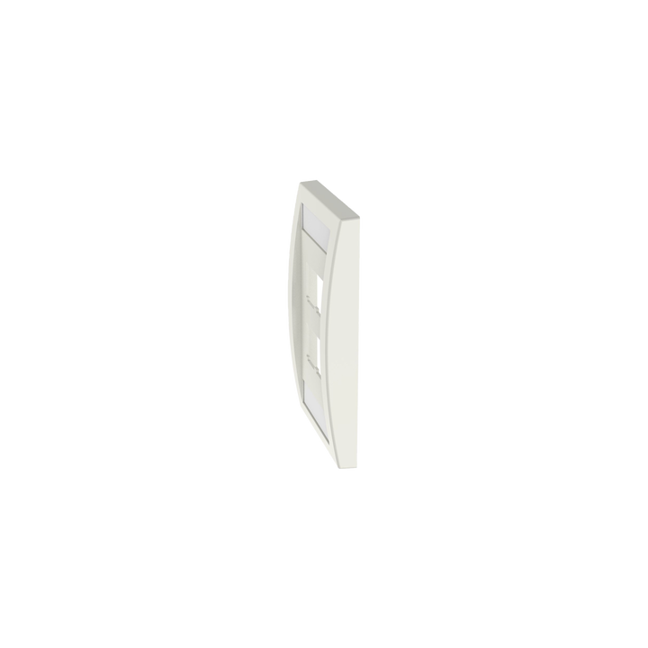 Placa de Pared Vertical Ejecutiva, Salida Para 4 Puertos Mini-Com, Con Espacios Para Etiquetas, Color Blanco Mate