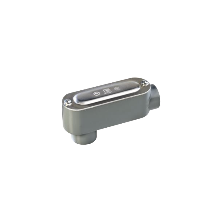 Caja oval roscada tipo LB de 2 1/2" corta (63.5 mm) incluye tapa y tornillos.