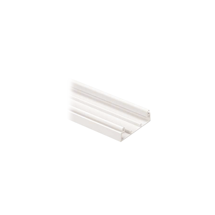 Base para canaleta T-45, de PVC rígido, con orificios perforados para montaje, 60.3 x 18.5 x 2400 mm, Color Blanco Mate