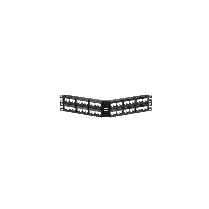 Panel de Parcheo Modular Mini-Com (Sin Conectores), Angulado, Sin Blindaje, Con Etiqueta y Cubierta, de 48 Puertos, 2UR
