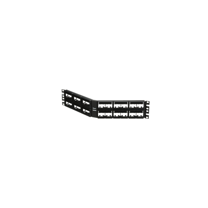 Panel de Parcheo Modular Mini-Com (Sin Conectores), Angulado, Sin Blindaje, Con Etiqueta y Cubierta, de 48 Puertos, 2UR