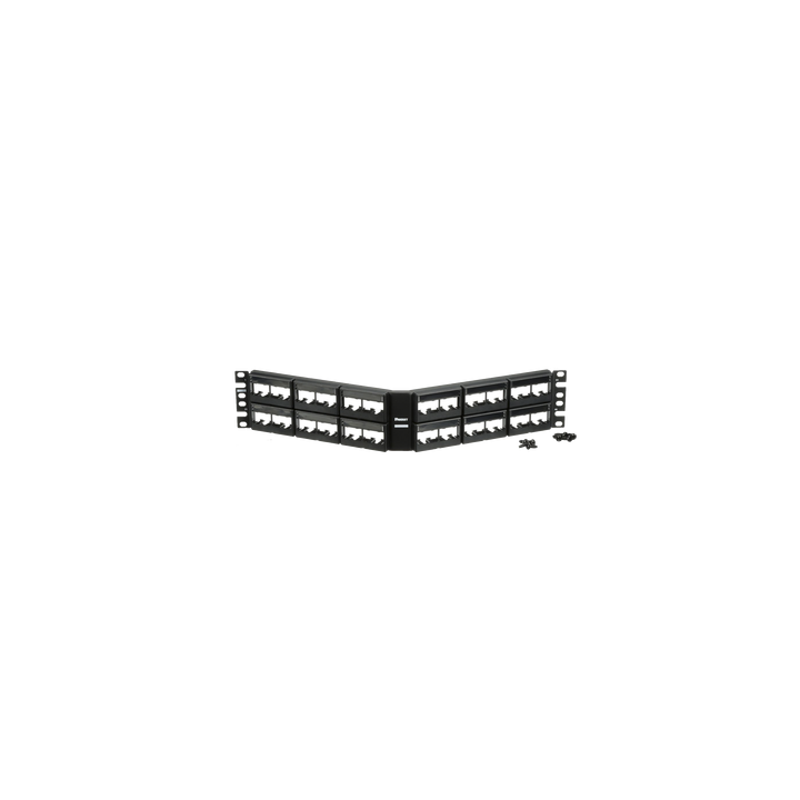 Panel de Parcheo Modular Mini-Com (Sin Conectores), Angulado, Sin Blindaje, Con Etiqueta y Cubierta, de 48 Puertos, 2UR