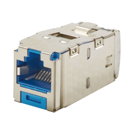 Conector Jack RJ45 Blindado, Estilo TG, Mini-Com, Categoría 6A, de 8 Posiciones y 8 Cables, Color Azul