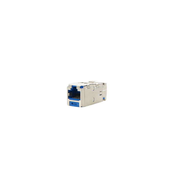 Conector Jack RJ45 Blindado, Estilo TG, Mini-Com, Categoría 6A, de 8 Posiciones y 8 Cables, Color Azul