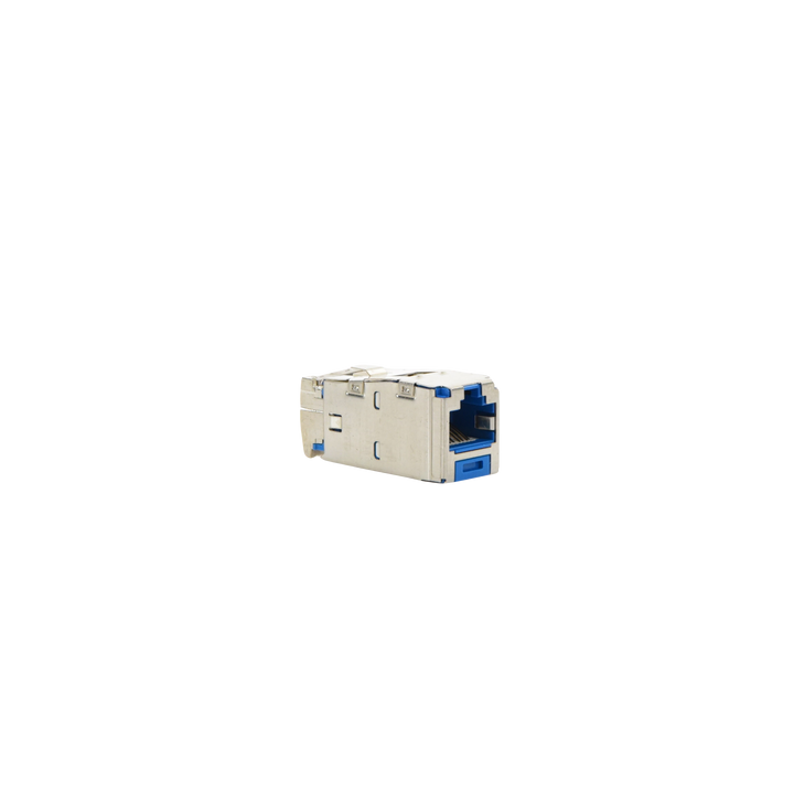 Conector Jack RJ45 Blindado, Estilo TG, Mini-Com, Categoría 6A, de 8 Posiciones y 8 Cables, Color Azul