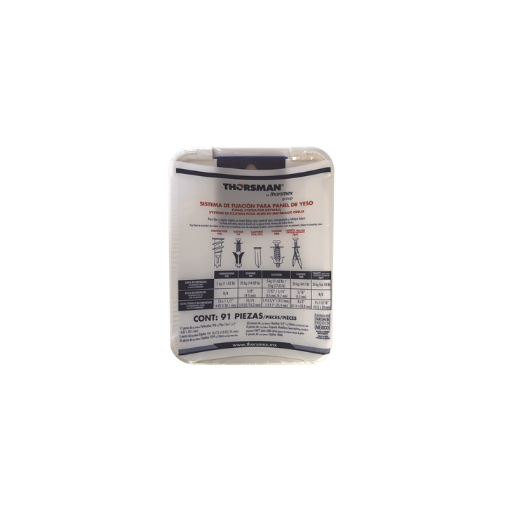 Kit para Sistemas de Fijación en Yeso, Muros Falsos, Tabique hueco, Uso en interiores  (91 piezas)