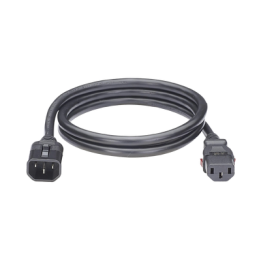 Cable de Alimentación Eléctrica Con Bloqueo de Seguridad, de IEC C14 a IEC C13, 1.2 Metros de Largo, Color Negro,