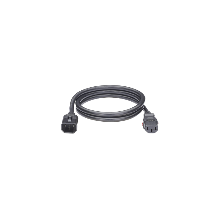 Cable de Alimentación Eléctrica Con Bloqueo de Seguridad, de IEC C14 a IEC C13, 1.2 Metros de Largo, Color Negro,