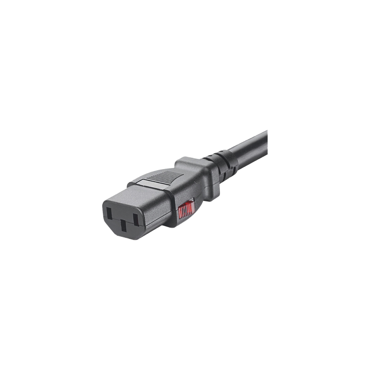 Cable de Alimentación Eléctrica Con Bloqueo de Seguridad, de IEC C14 a IEC C13, 1.2 Metros de Largo, Color Negro,