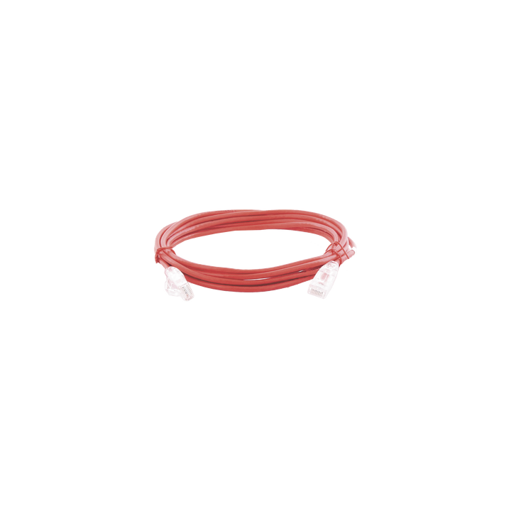 Cable de Parcheo Slim UTP Cat6A - 3 Metros (9.84 Pies) Rojo, Diámetro Reducido (28 AWG)