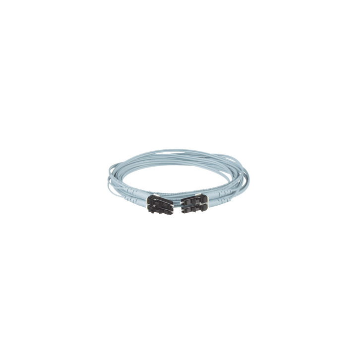 Jumper de Fibra Optica Multimodo 50/125 OM3, LC-LC Duplex, OFNR (Riser), Color Aqua, 7 Metros (22.97 Pies)