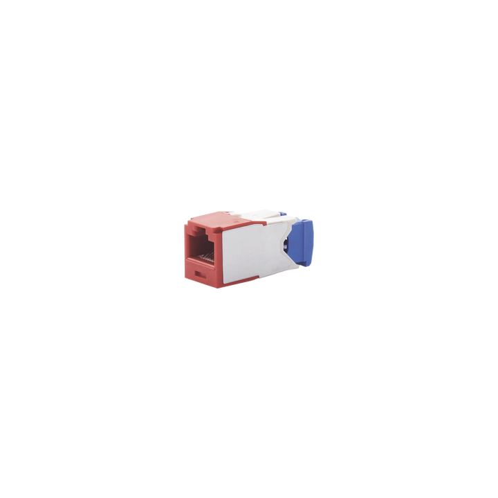 Conector Jack RJ45 Estilo TG, Mini-Com, Categoría 6A, de 8 Posiciones y 8 Cables, Color Rojo