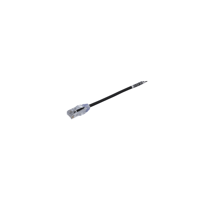 Cable de Parcheo UTP Cat6A, CM/LSZH, Diámetro Reducido (28AWG), Color Negro, 0.30 Metros (1 Pie)