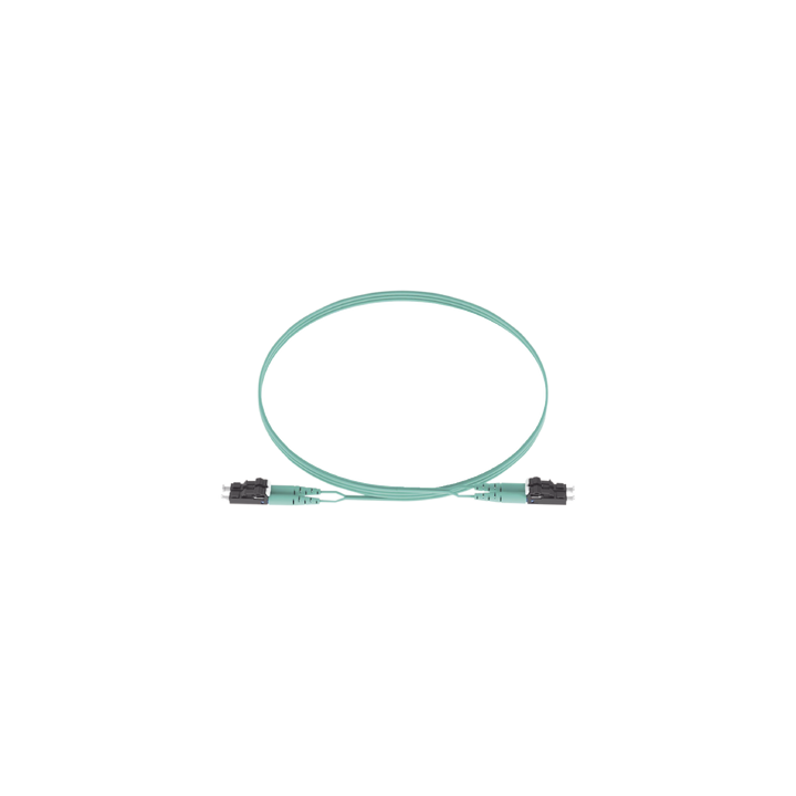 Jumper de Fibra Optica Multimodo 50/125 OM3, LC-LC Duplex, OFNR (Riser), Color Aqua, 5 Metros (16.40 Pies)