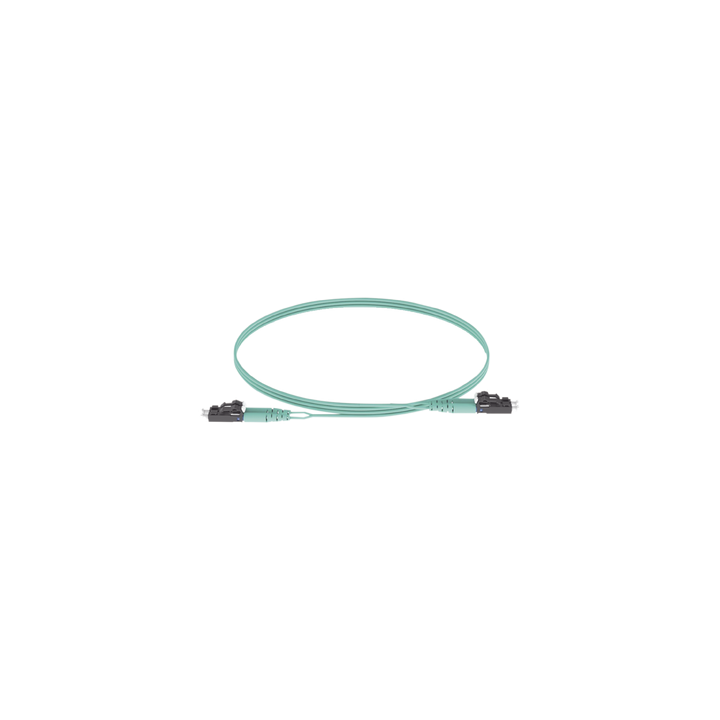 Jumper de Fibra Optica Multimodo 50/125 OM3, LC-LC Duplex, OFNR (Riser), Color Aqua, 5 Metros (16.40 Pies)