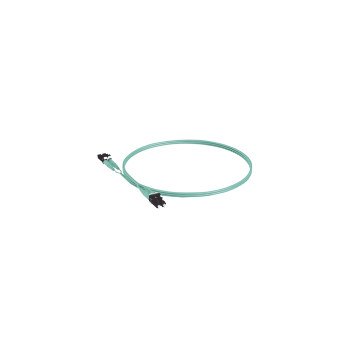 Jumper de Fibra Optica Multimodo 50/125 OM3, LC-LC Duplex, OFNR (Riser), Color Aqua, 5 Metros (16.40 Pies)