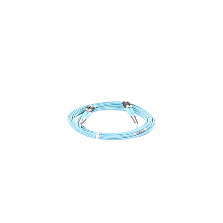 Jumper de Fibra Optica Multimodo 50/125 OM3, LC-LC Duplex, OFNR (Riser), Color Aqua, 5 Metros (16.40 Pies)