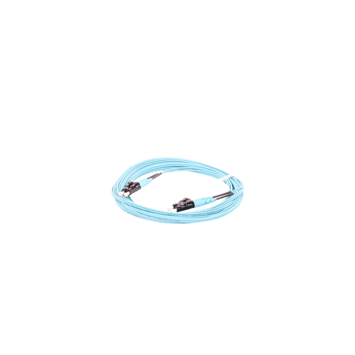Jumper de Fibra Optica Multimodo 50/125 OM3, LC-LC Duplex, OFNR (Riser), Color Aqua, 5 Metros (16.40 Pies)