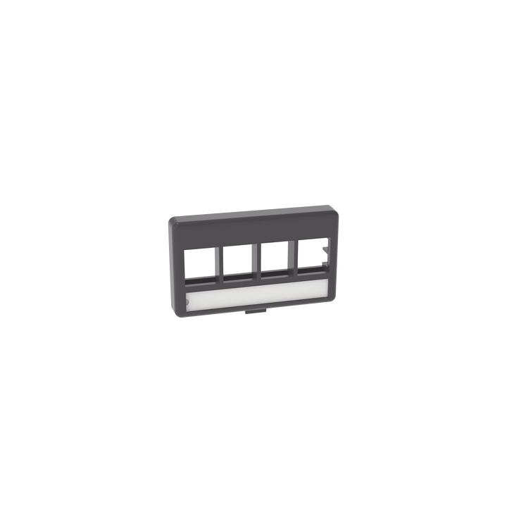 Placa de Mobiliario Modular Estándar, Salidas Para 4 Puertos Keystone, Color Negro