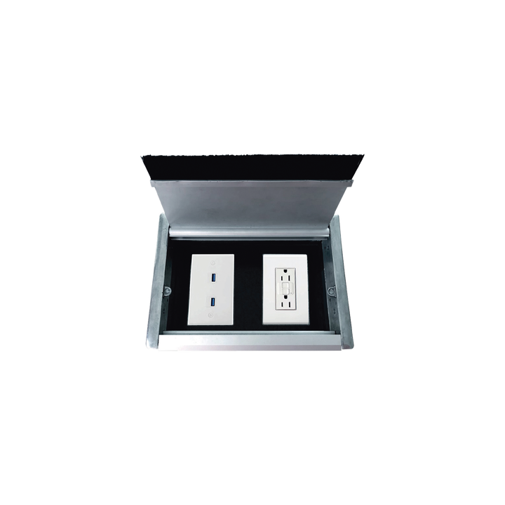 Caja Universal Vacía de 2 Módulos para Instalación en Escritorio (Voz, Datos, Video, Contactos Eléctricos), (No