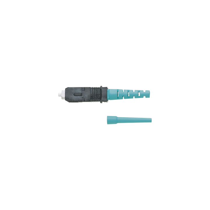 Conector de Fibra Óptica SC Simplex OptiCam, Multimodo 50/125 OM3/OM4, Pre-pulido, Color Aqua