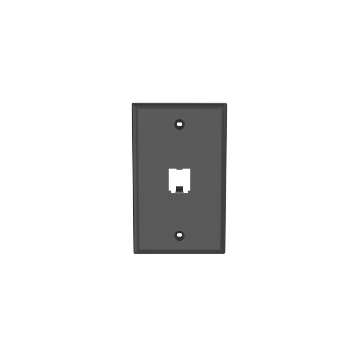 Placa de Pared Vertical Clásica, Salida Para 1 Puerto Mini-Com, Color Negro