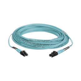 Jumper de Fibra Optica Multimodo 50/125 OM3, LC-LC Duplex, OFNR (Riser), Color Aqua, 15 Metros (49.21 Pies)