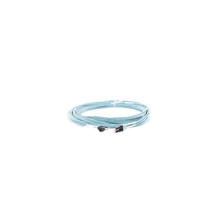Jumper de Fibra Optica Multimodo 50/125 OM3, LC-LC Duplex, OFNR (Riser), Color Aqua, 15 Metros (49.21 Pies)