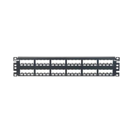 Panel de Parcheo Modular Mini-Com (Sin Conectores), Plano, Totalmente Blindado, de 48 Puertos, 2UR