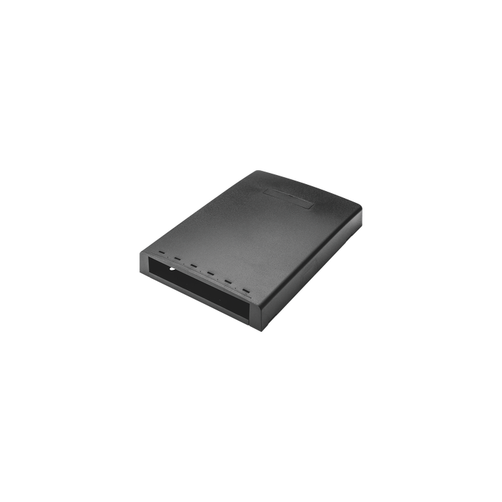 Caja de Montaje en Superficie, Con Accesorio para Resguardo de Fibra Óptica, Para 6 Módulos Mini-Com, Color Negro