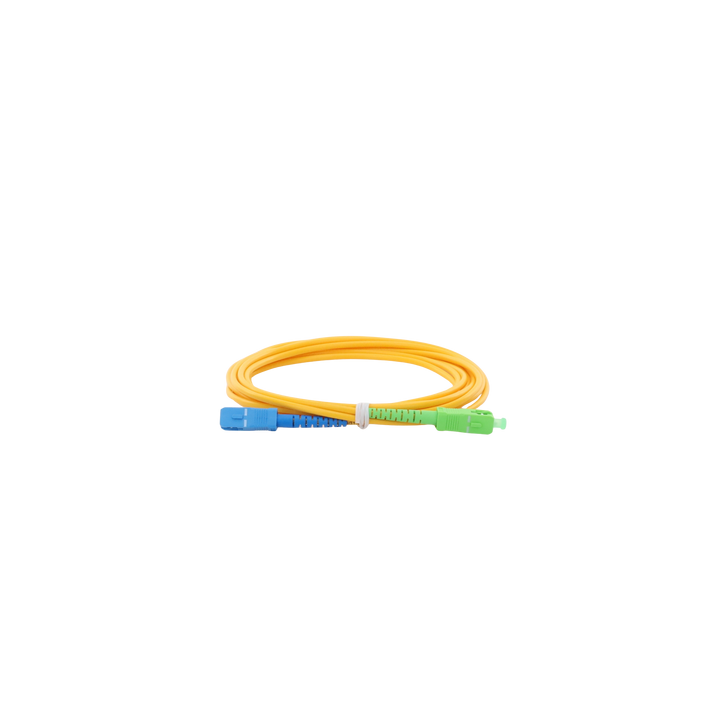 Jumper de Fibra Óptica Monomodo SC/UPC-SC/APC Simplex, Color Amarillo, 3 Metros (9.84 Pies), 3 mm