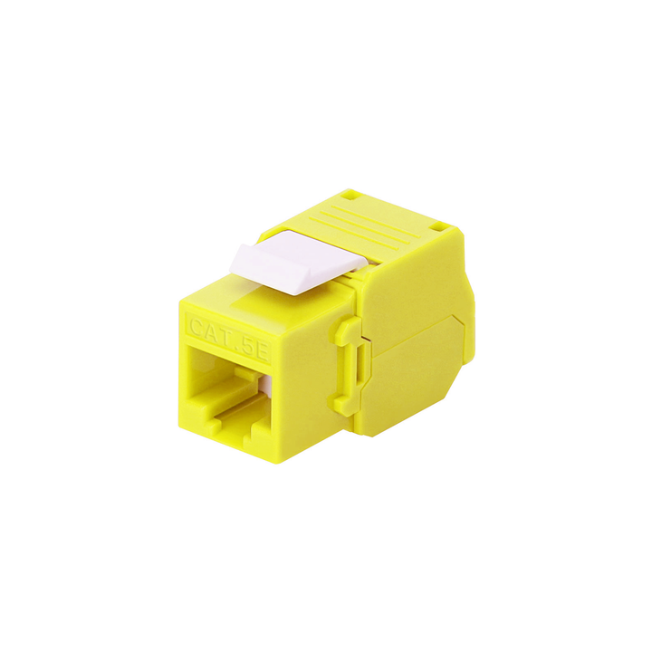 Módulo Jack Keystone Cat5e (Toolless), con Terminación en Ángulo 180 - Color Amarillo, Compatible con Faceplate y