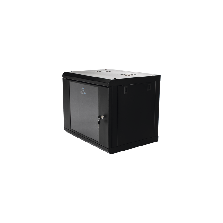 Gabinete de Pared de 9U con Puerta de Cristal Templado, 455 mm de Profundidad, Rack de 19'', Acero Reforzado Color