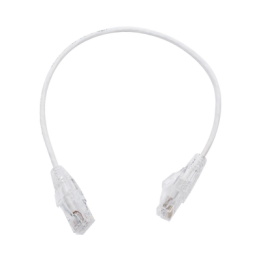 Cable de Parcheo Slim UTP Cat6 - 30 cm (11.81 Pulgadas) Blanco, Diámetro Reducido (28 AWG)
