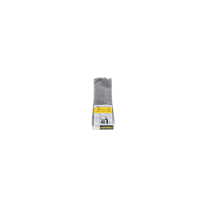 Cincho de Nylon 6.6 StrongHold™, 370mm largo x 3.6mm ancho, Color Negro, Exterior Resistente a Rayos UV, Paquete de