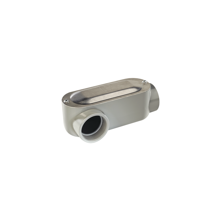 Caja oval roscada tipo LR de 1 1/4" (31.8 mm) Incluye tapa y tornillos.
