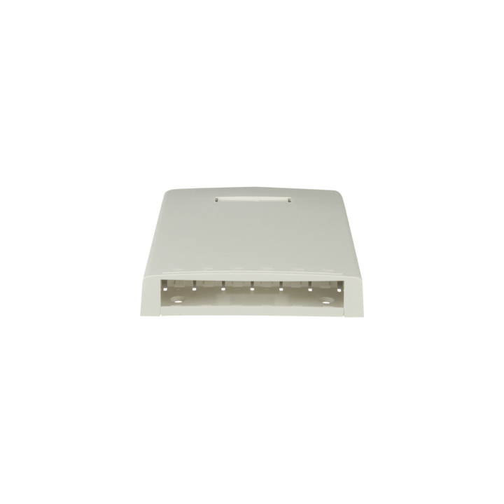 Caja de Montaje en Superficie, con Accesorio para Resguardo de Fibra Óptica, para 6 Módulos Mini-Com, Color Blanco