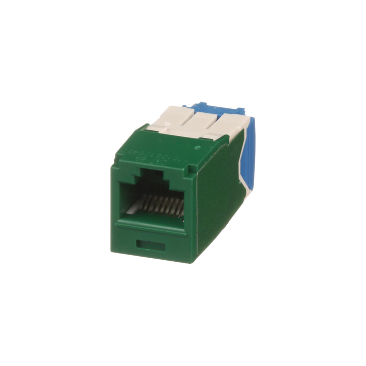 Conector Jack RJ45 Estilo TG, Mini-Com, Categoría 6A, de 8 Posiciones y 8 Cables, Color Verde