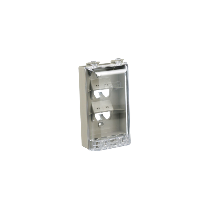 Placa de Pared Vertical, Resistente al Agua con Protección IP56, Acepta 4 Módulos Mini-Com, Color Gris