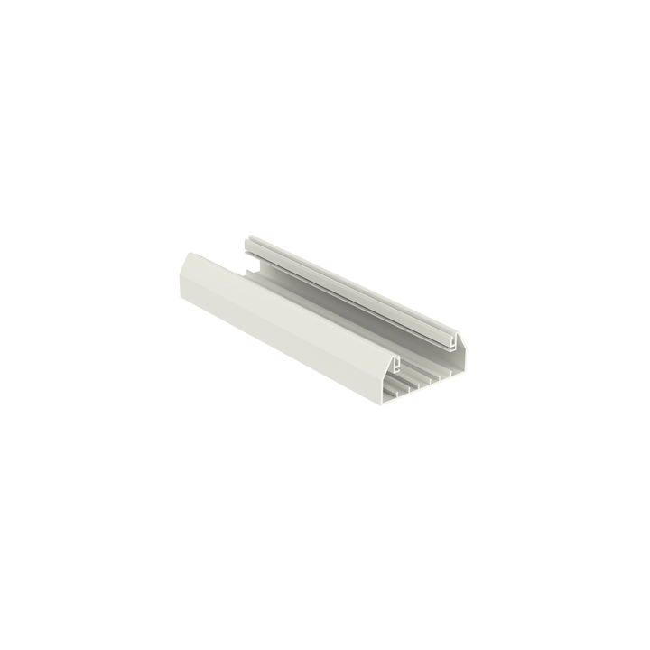 Base para canaleta T-70, de PVC rígido, con orificios perforados para montaje, 103.3 x 44.9 x 2400 mm, Color Blanco