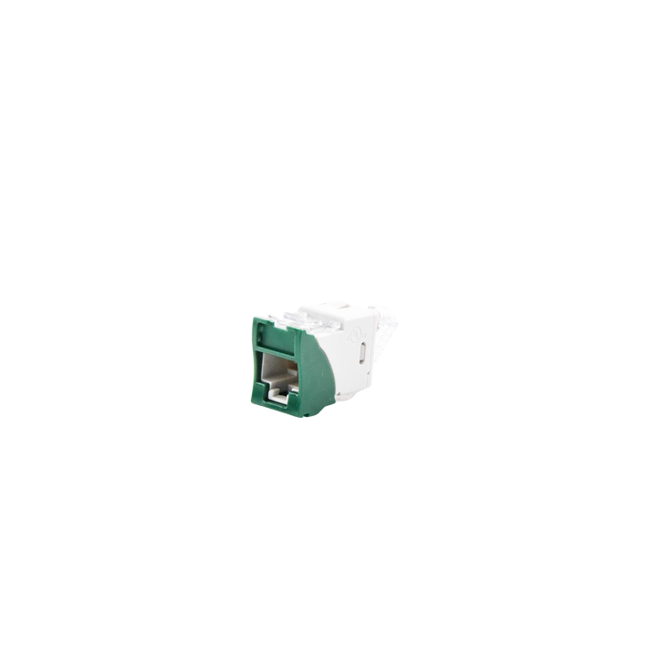 Jack Ultramax Cat6, UTP, Montaje Híbrido en Placa de Pared (Plano y Angulado), Color Verde, Punch Down