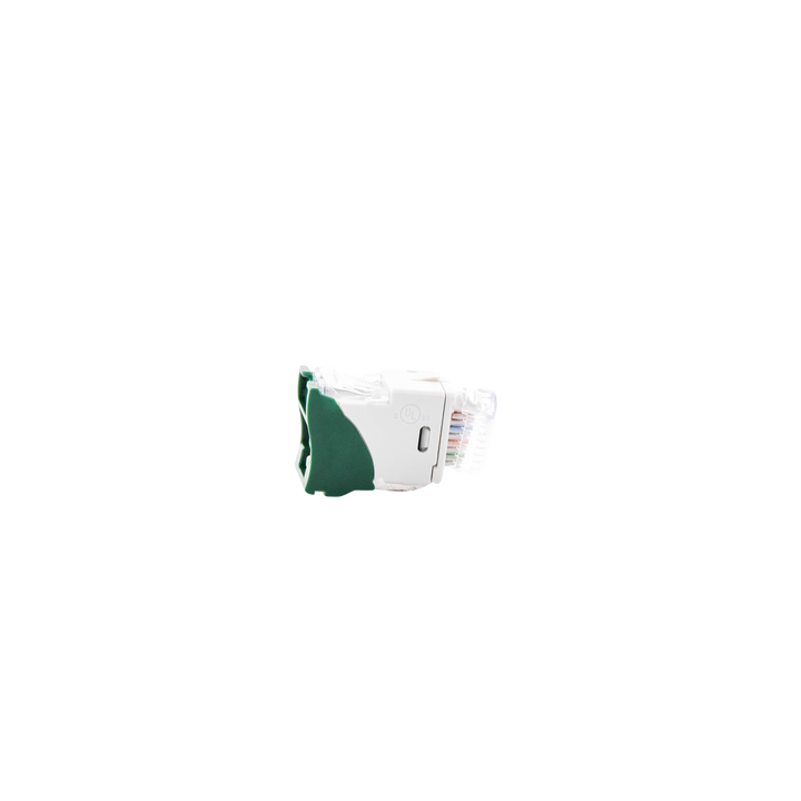 Jack Ultramax Cat6, UTP, Montaje Híbrido en Placa de Pared (Plano y Angulado), Color Verde, Punch Down