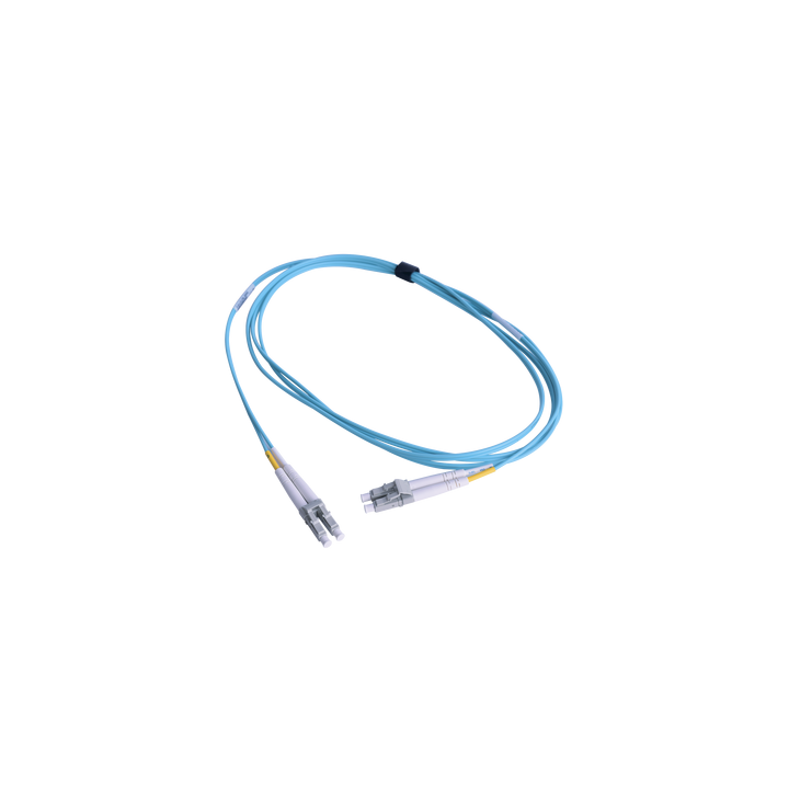 Jumper de Fibra Óptica Multimodo 50/125 OM3 XGLO, LC-LC Duplex, OFNR, Color Aqua, 1 Metro (3.28 Pies)