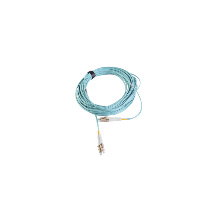 Jumper de Fibra Óptica Multimodo 50/125 XGLO OM3, LC-LC Duplex, OFNR, Color Aqua, 15 Metros (49.21 Pies)