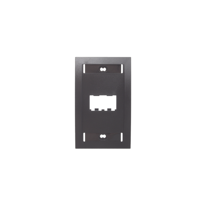 Placa de Pared Vertical Ejecutiva, Salida de 2 Puertos Mini-Com, Con Espacios Para Etiquetas, Color Negro