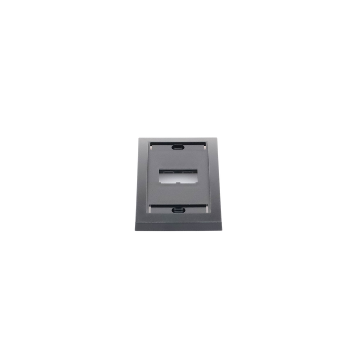 Placa de Pared Vertical Ejecutiva, Salida de 2 Puertos Mini-Com, Con Espacios Para Etiquetas, Color Negro
