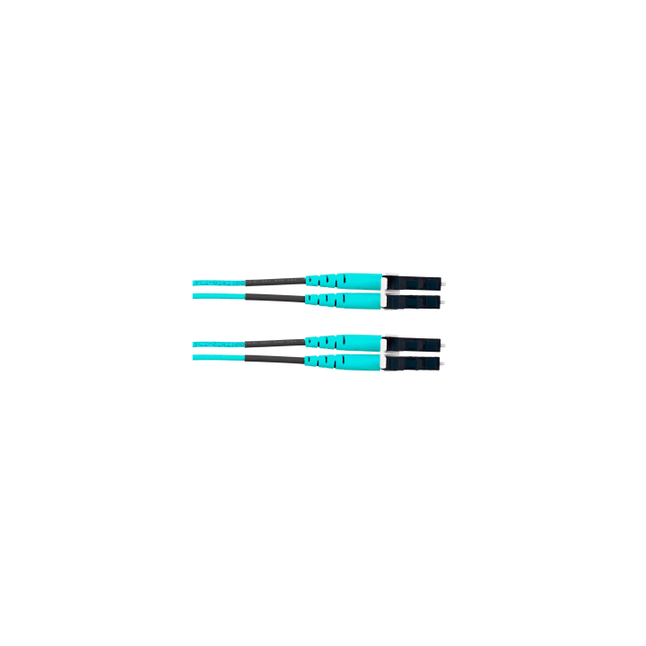 Jumper de Fibra Optica Multimodo 50/125 OM4, LC-LC Duplex, OFNR (Riser), Color Aqua, 2.44 Metros (8 Pies)