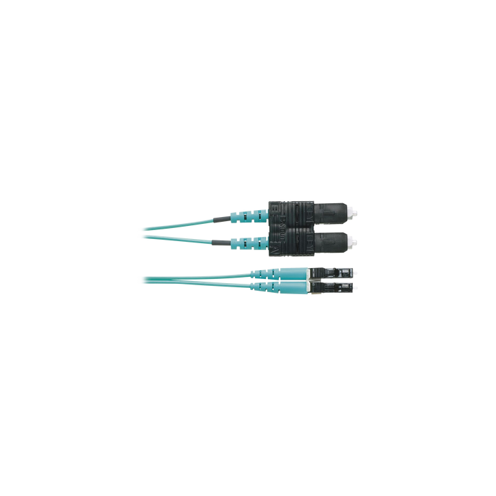 Jumper de Fibra Optica Multimodo 50/125 OM4, LC-SC Duplex, OFNR (Riser), Color Aqua, 2 Metros (6.56 Pies)